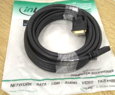 InLine HDMI-DVI Kabel, schwarz, 10m HDMI auf DVI 10 Meter Neu OVP HDMI to DVI - Bild 1 von 2