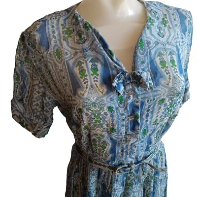 sz 10 винтажный 1960-х чистый Berkshire геометрический принт дом платье w/ремень B-Tween - Изображение 1 из 4