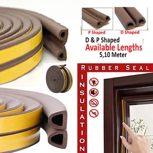 Rubber Seal Weather Strip Foam Sticky Tape Door Window Draught Excluder 5m & 10m - Picture 1 of 13