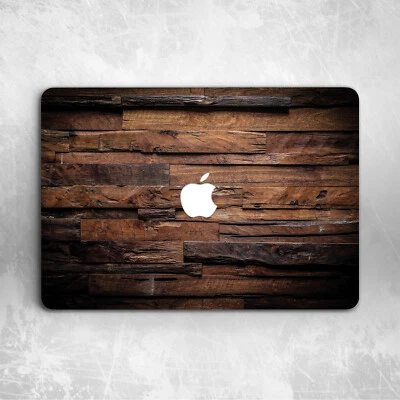 Old Dark Brown Wood print Plastic Hard Cover Case For Macbook Pro Air Retina - Image 1 of 4