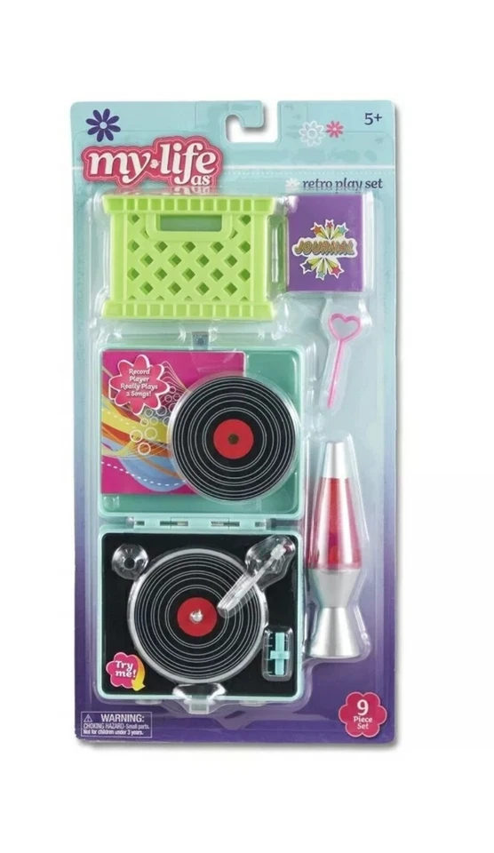 My Life as Retro Play Set Record Player Lava Lamp 9pc 18" Doll Accessories