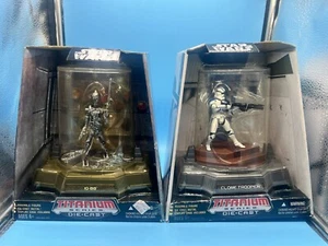 (2) STAR WARS IG-88 & Clone Trooper Titanium Series DIE-CAST 2006 w Display Case - Picture 1 of 22