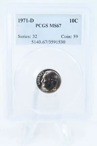 1971-D PCGS MS67 Roosevelt Dime Business Strike 10C - Picture 1 of 2
