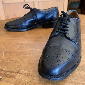allen edmonds sanford black cap toe oxfords mens 7.5 D - Picture 1 of 12
