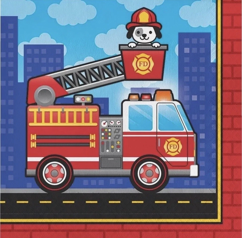 Servilletas de almuerzo para camión de bomberos en llamas (16) - Suministros para fiesta de cumpleaños Foto 1 de 1