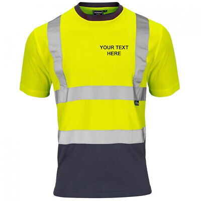 Custom Printed Hi Viz Vis  Personalised Safety Reflective T-shirt • 13.99£