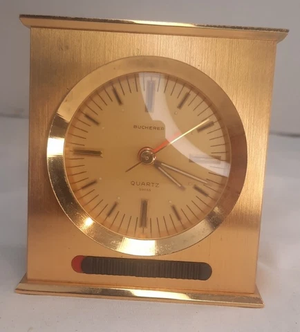 RARE BUCHERER QUARTZ SWISS BRASS ELECTRONIC REPEAT ALARM PERFECT TIME Cover
