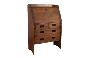 Arts and Crafts Mission Solid Oak Secretary Desk - Walnut stain - Picture 1 of 5