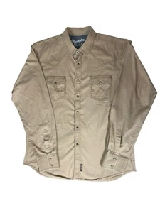 Wrangler Retro Langarm Hemd Gr. Large Baumwolle Tigerauge Druckknöpfe Western Cowboy - Bild 1 von 7