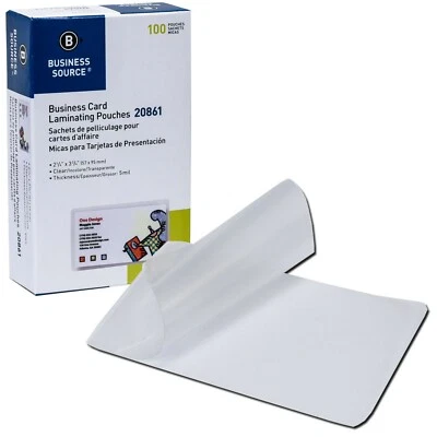Business Source 20861 Business Card Laminating Pouches 5Mil 2.25x3.75 Box of 100