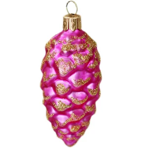 Joyería del árbol de Navidad vidrio conos de abeto en rosa figura de vidrio conos adornos navideños - Imagen 1 de 2