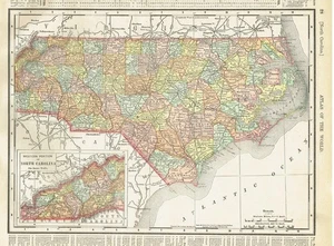 Dated 1902 Antique Color Maps of  North Carolina and West Virginia - Picture 1 of 12