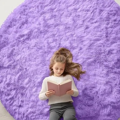  Round Rugs for Bedroom - Machine Washable, 7x7 Feet Circle 7ft Round Purple - Image 1 of 4