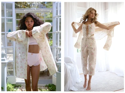 Selkie Summer Home Blusa Pijama Grande Gola Botão Floral Creme Novo Plus 1X - Imagem 1 de 4