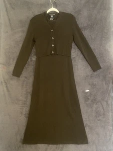 Vestido y cárdigan Nina Charles for Kasper 2 piezas para mujer XS marrón mezcla de lana largo - Imagen 1 de 10