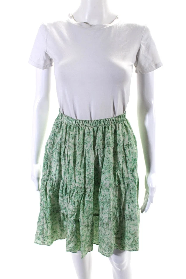 Falda Calypso Christiane Celle para mujer verde floral hasta la rodilla línea A talla S Foto 1 de 4