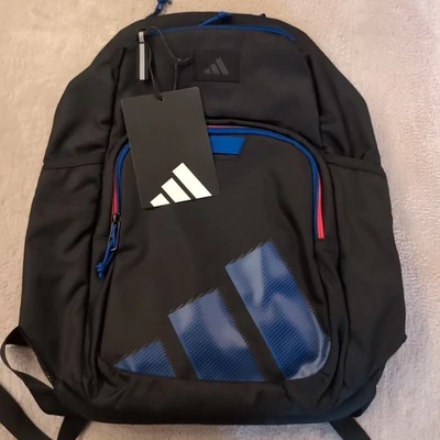 Adidas 18" Mens Backpack Black Blue And Red 3 Compartments New For All Occasions - Image 1 of 4
