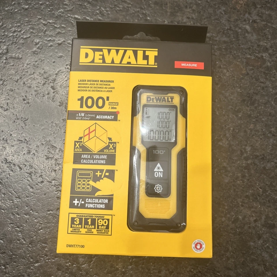 NUEVO medidor de distancia láser de alcance DeWalt DWHT77100 100' Foto 1 de 1