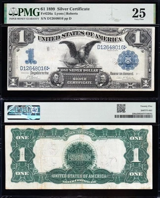 VERY NICE Fr. 226a Lyons Roberts 1899 $1 "BLACK EAGLE" Silver Cert.! PMG 25! 016 - Image 1 of 3