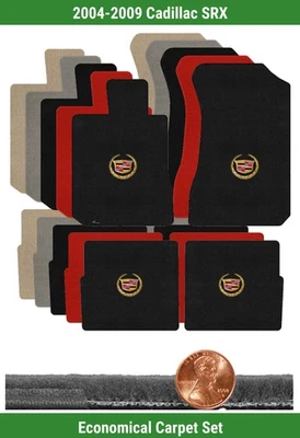 Juego de alfombrillas Velourtex personalizadas para Cadillac SRX '04-09 con logotipo (4 piezas) #3HT Foto 1 de 4