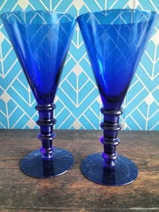 Vintage Kobaltblau Wein Cocktail Gläser - Bild 1 von 4
