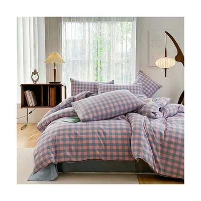 Juego de funda nórdica a cuadros DONUES Juego de cama tamaño queen 100 % cuna lavada... Envío rápido Foto 1 de 4