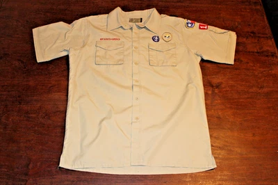 Camisa para hombre Boy Scouts of America BSA bronceada mediana cosida parches manga corta Foto 1 de 4