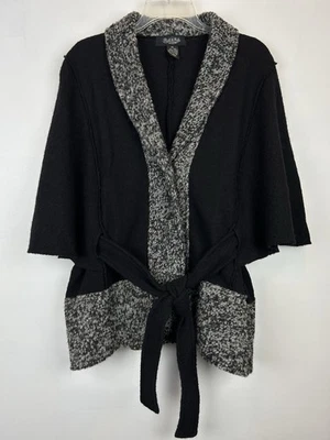Wool Cardigan Sweater Womens XL Wrap Belted 3/4 Sleeve Knit Shawl Career Office - Image 1 of 4