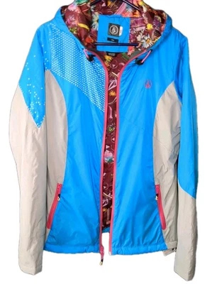Volcom "Let It Storm" Puffer Jacket Medium 600mm Ski Snow Color Block Floral Y2k - Image 1 of 4