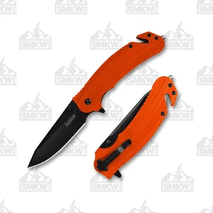 Kershaw Barricade Folding Rescue Knife Orange 3.5in Plain Black Drop Point - Picture 1 of 2
