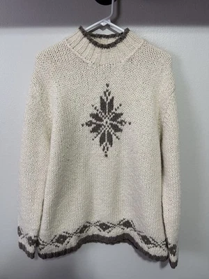 Suéter Vintage Lauren Ralph Lauren Mujer’s Grande Copo de Nieve Navidad Raro Blanco Foto 1 de 4
