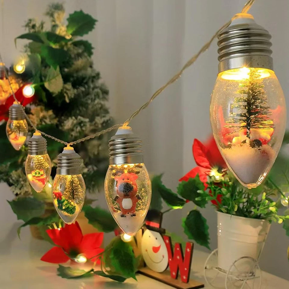 Christmas Tree String Light -10 LED Vintage Xmas Bubble Lights,6Ft Battery - Image 1 of 4