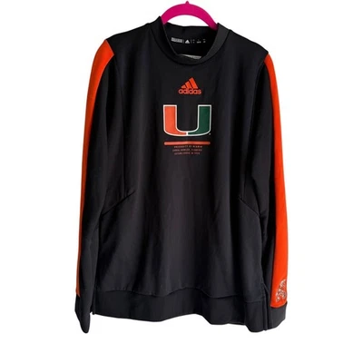 Sudadera ADIDAS Miami Hurricanes Team negra y naranja para hombre, L Foto 1 de 4