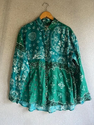 Blusa Johnny Was Workshop Mujer Grande Cachemira Floral Abotonada Túnica Artística Foto 1 de 4