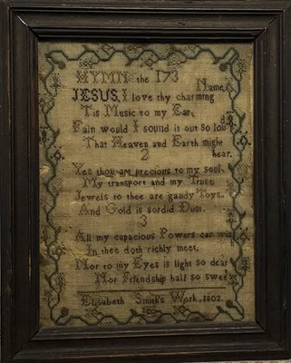 Early American Miniature Sampler - “Elizabeth Smith’s Work 1802” - Image 1 of 2
