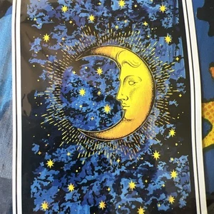 Nacht, Himmel Mond, Wandteppich, leuchtende Farben ca. 78x54�� - Bild 1 von 1