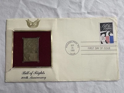 Declaración de Derechos 1989 200 aniversario oro 22kt cubierta dorada ver foto Foto 1 de 4