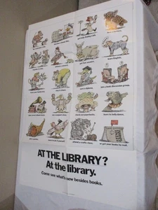 Vintage in der Bibliothek Komm und sieh was's new Charaktere Bibliothek Poster - Bild 1 von 7