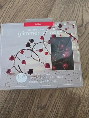 Pier 1 Cuerdas Brillo Baya Roja 10 Pies 40 Luces 7 en 1 Función de Luz Nuevo  Foto 1 de 3