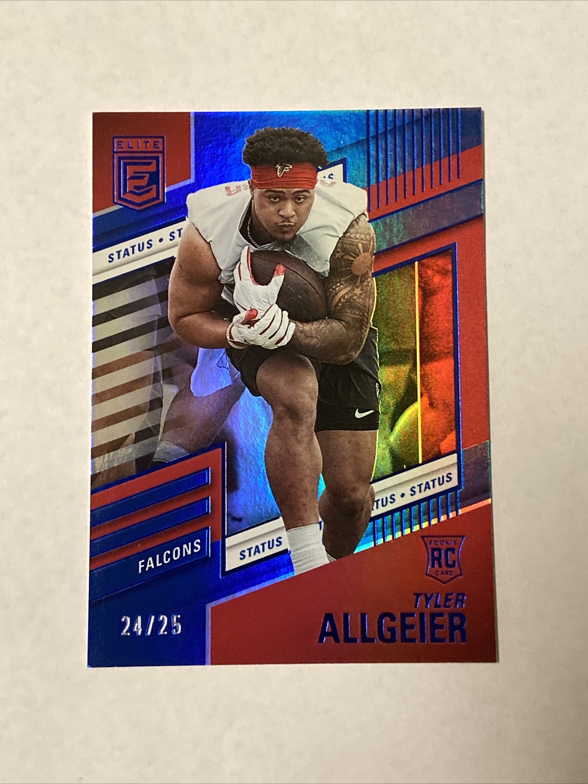 2022 Donruss Elite Tyler Allgeier Rookie Blue Status #24/25 Atlanta Falcons RC