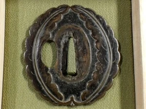 TSUBA Schwert Katana Momoyama Ära Kupfer Nakagawa Eiche Emblem japanisch antik - Bild 1 von 7