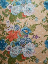 WAVERLY Screenprint Fabric "Hampton Court" Big Floral peach BTY 54" wide New
