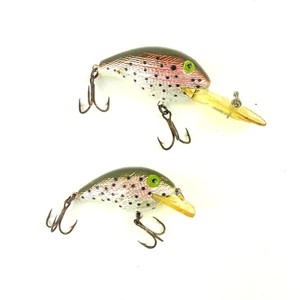 Rebel Deep & Teeny Wee R VTG Fishing Lure Rainbow Trout 2-3" LOT x 2 Spot Silver - Picture 1 of 10