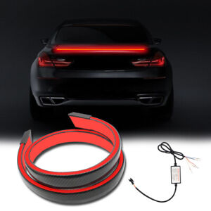 Carbon Fiber Look Car Rear Trunk LED Tail Wing Spoiler Lip Brake Light Lamp Bar