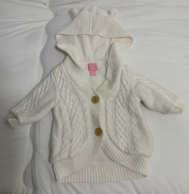 CHILDREN PLACE BABY 3-6 MESES CHAL CUELLO SUDADERA CON CAPUCHA SUÉTER CÁRDIGAN BLANCO Foto 1 de 4