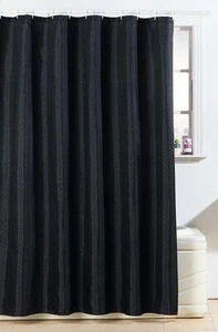 LUSSO TENDA DOCCIA DIAMANTE NERO E GANCI LAVABILI IN LAVATRICE 100% POLIESTERE - Foto 1 di 4