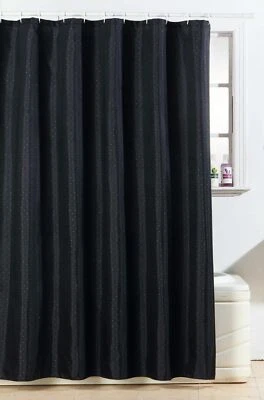 BLACK DIAMANTE LUXURY SHOWER CURTAIN & HOOKS MACHINE WASHABLE 100% POLYESTER  - Image 1 of 4