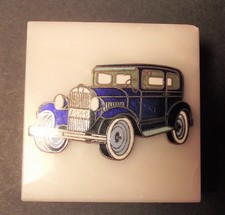 Made In Italy Classic Blue Car Marble Based Paperweight - Exceptional Value!