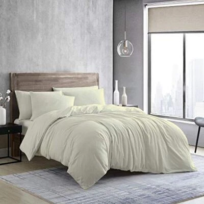 US Twin/Queen Size Ivory Sheet Set/Duvet/Fitted/Flat Sheet 800TC EgyptianCotton - Image 1 of 4