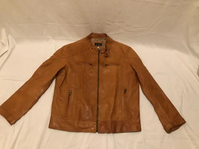 Vera Pelle Womans Lambskin Leather Cognac Full Zip Size 46  - Image 1 of 4